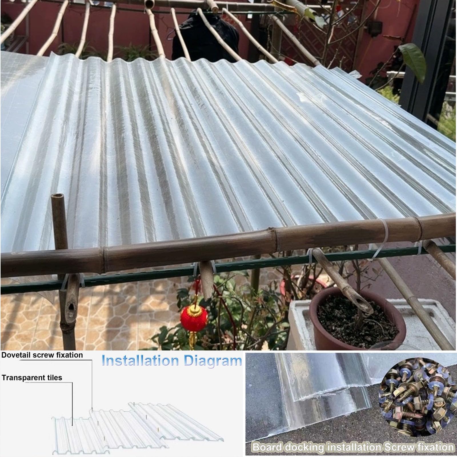 2mm Hojas De Techo Corrugado,Placa De Iluminación Natural De Fibra De Vidrio,Chapa Tejado O Pared,Chapa Tejado A Prueba De Lluvia Anti-UV,Chapa Ondulada Para Invernaderos (0.9×1.7m,1pcs)