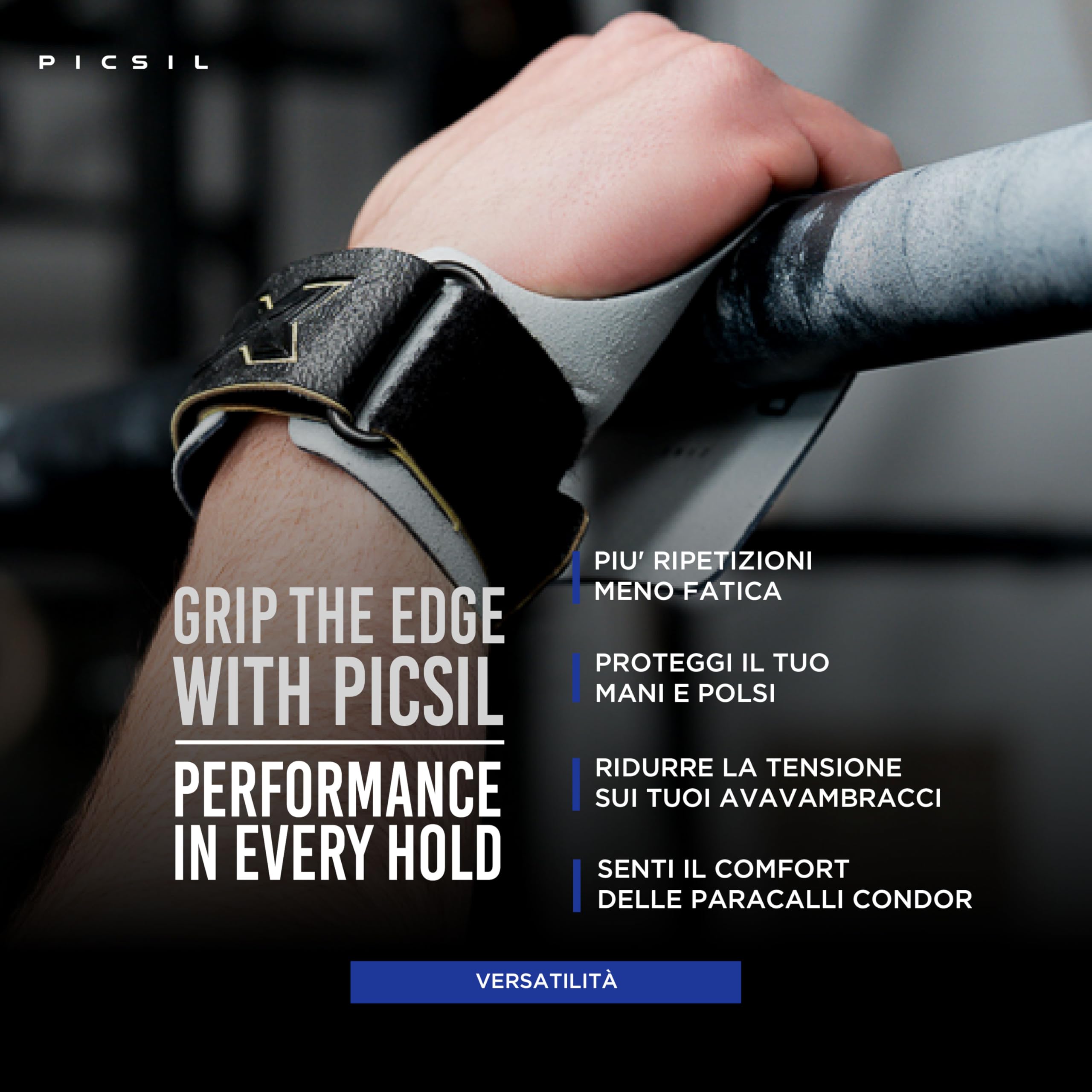 PICSIL Condor Manopole per Cross Training, Paracalli Senza Fori con Tessuto Tecnico, Maggiore Protezione e Comfort, per Palestra, Box, Sollevamento Pesi, Prevenire Vesciche e Lacrime