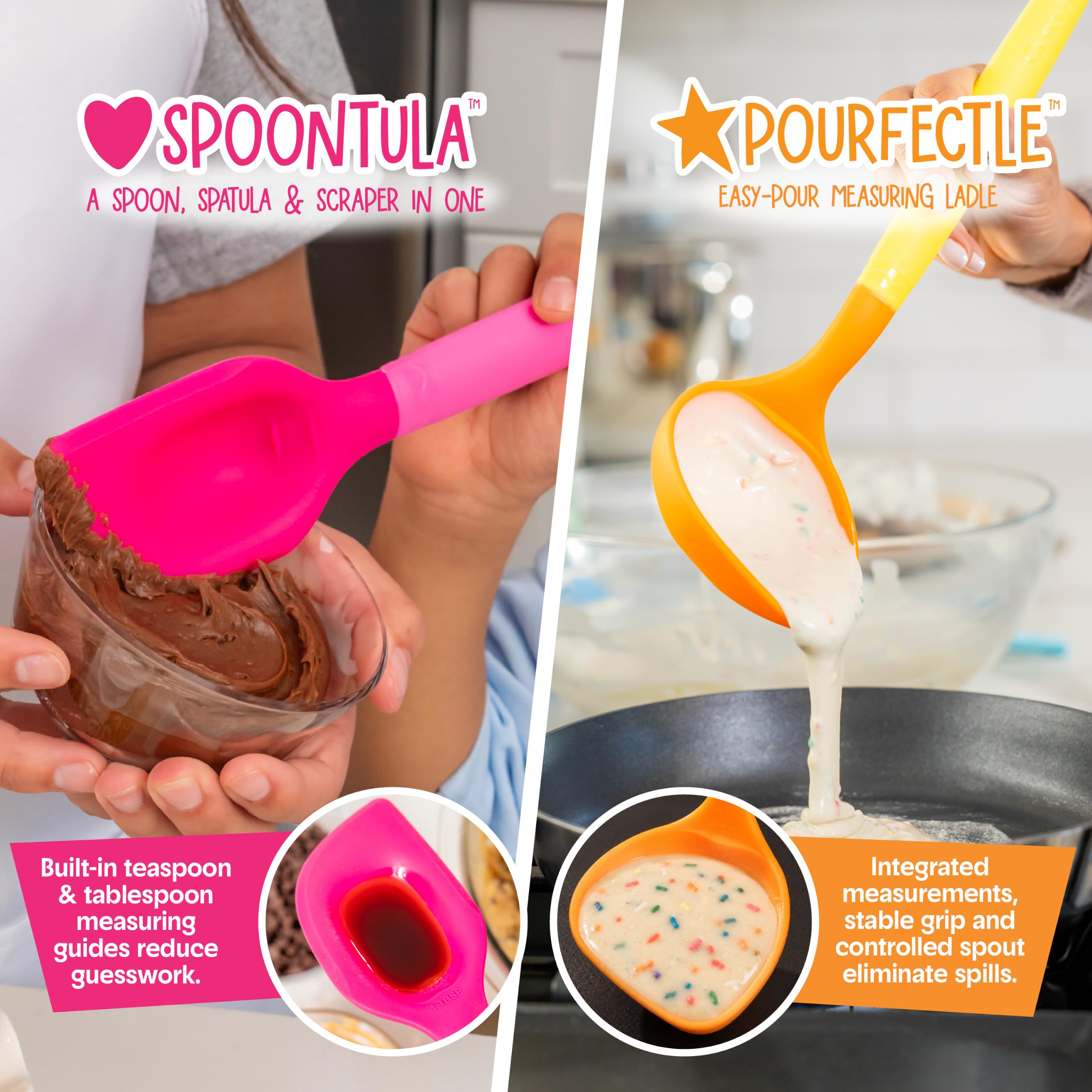Crayola Kidchen - Set di 5 utensili da cucina creativi per bambini, con spatola 2 in 1, frusta in acciaio inox e mestolo, in silicone alimentare colorato, regalo da cucina per bambini, dai 5 anni in
