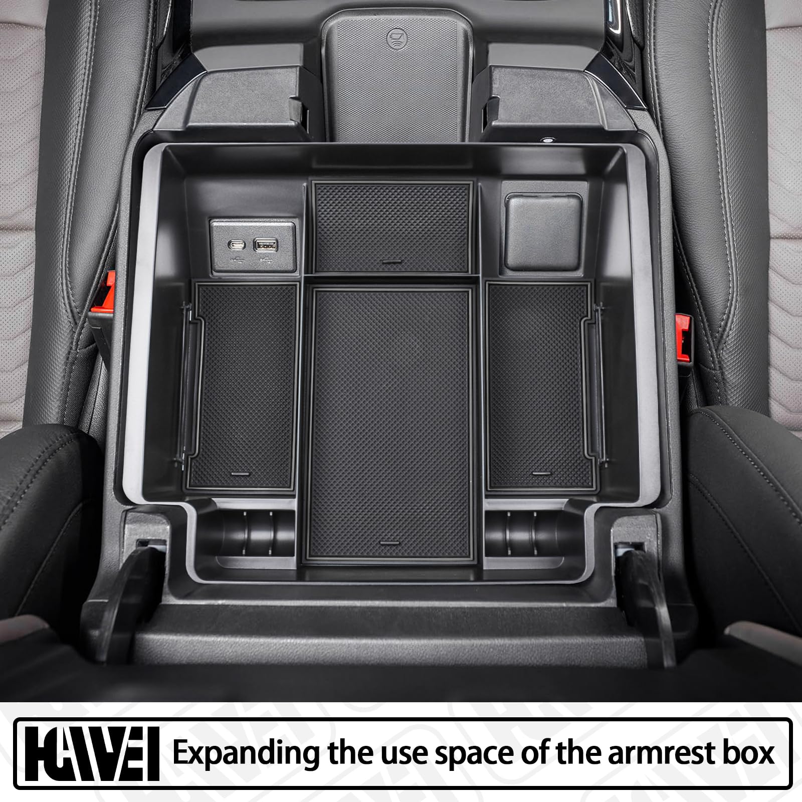 HGWEI Center Console Organizer Compatible with 2023-2024 Chevrolet Silverado/GMC Sierra 1500 and 2024 Chevy Silverado and Sierra 2500HD 3500HD Accessories, Front Bucket Seats Only, Black