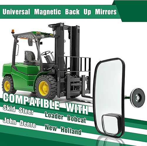 Miniatura 2 de HECASA Espejos magnéticos universales de respaldo compatibles con Bobcat John Deere Gehl New Holland Minicargador con espejos de punto ciego de