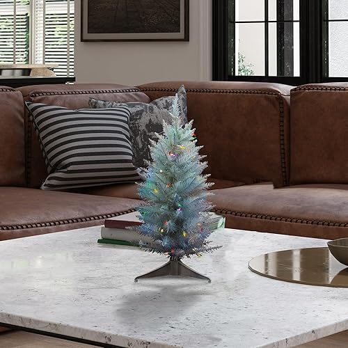 Miniatura 5 de Vickerman Unlit árbol de navidad artificial de pluma de abeto delgado, con destello, Cloruro polivinílico, Multicolor, 30"