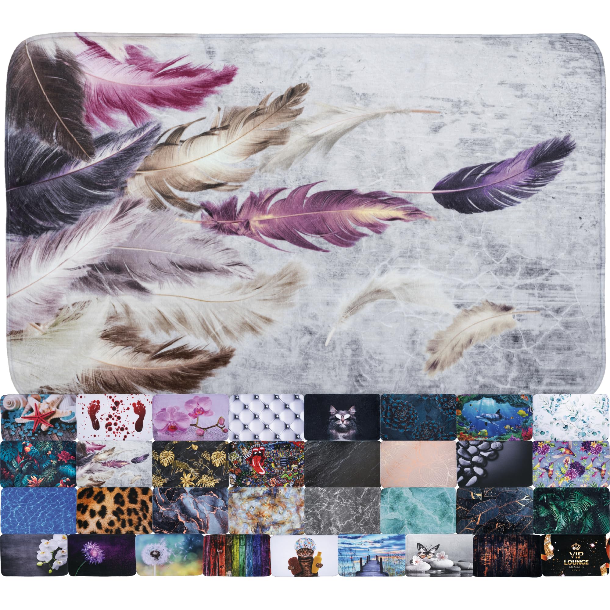 Sanilo Bath Mat, Wide Choice of Beautiful Non-Slip Bath Rugs, Super Soft, Quick-Drying, Washable (Feathers, 70 x 110 cm)