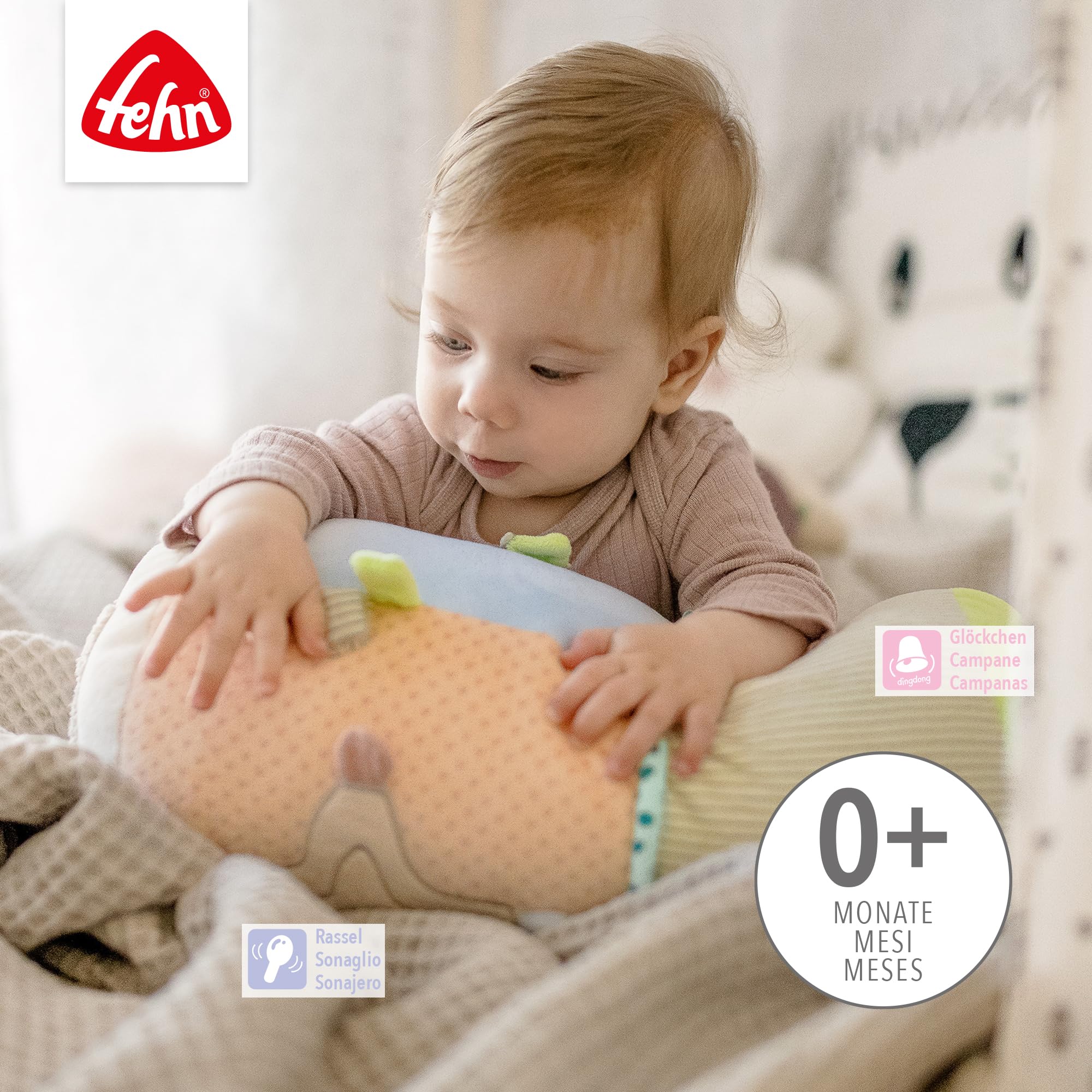 Fehn rodillo para gatear Niños del mar - Ayuda para gatear con un divertido diseño de nutria y funciones de juego - Fomenta la motricidad, la coordinación y los sentidos del bebé
