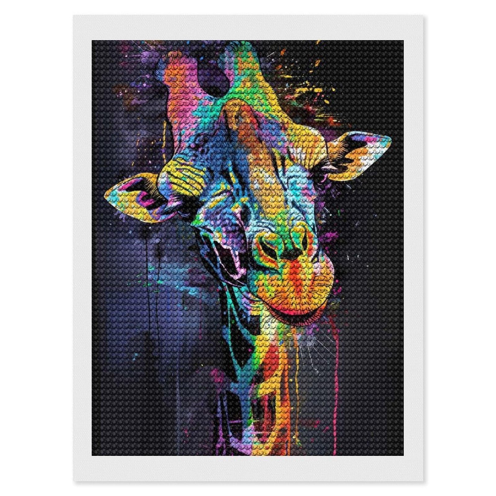 Junmoney Giraffe Popart Painting Diamond Painting Kit 12"x16", for Women, Simple to Start, Bedroom Decor, Christmas Gift, Good for Quiet Evenings