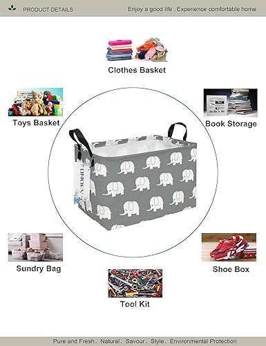 Miniatura 3 de Cesta de lavandería plegable rectangular, cesta de lona impermeable, cesta de regalo, adecuada para habitación de niños, oficina, ropa,