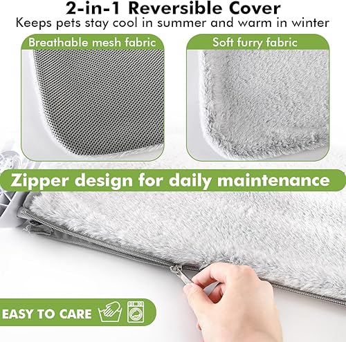 Miniatura 2 de 2 piezas de hamaca plegable inalámbrica para gatos con marco de metal y cubierta reversible, asiento de descanso grande con ventosas para gatos de