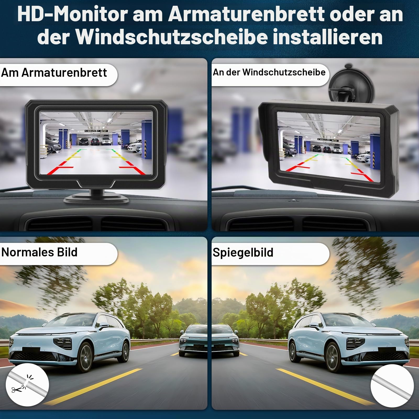 Vtopek Rückfahrkamera Auto Kit mit 4,3-Zoll 1080P HD Monitor Plug-Play