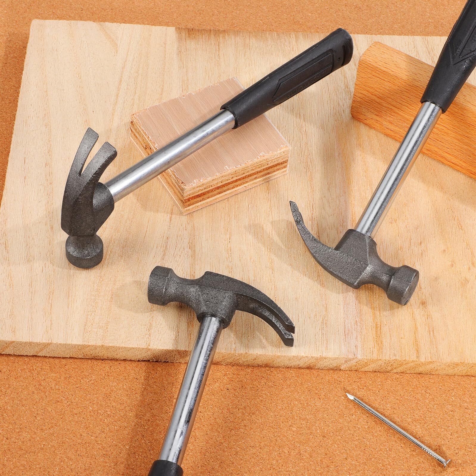 Mini Martillo de Garra Negro, 5 Piezas, Portátil para Acampar | Plástico y Tubo de Acero, Formato Compacto, Lote de 5 Unidades, Uso Exterior y Trabajo Manual