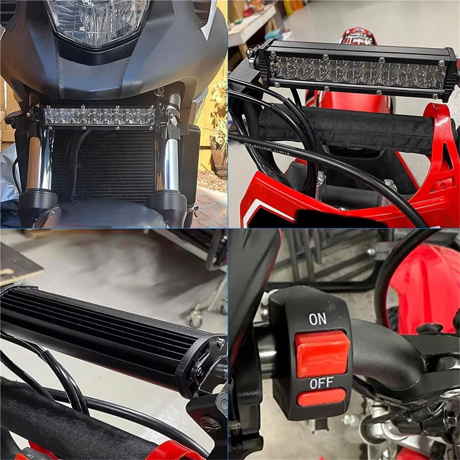 Faro Anteriore per Moto per Suzuki per RM85 per RM125 RMZ250 DRZ400 Moto Faro Luce Manubrio LED Bar Set 60W con Kit Interruttore