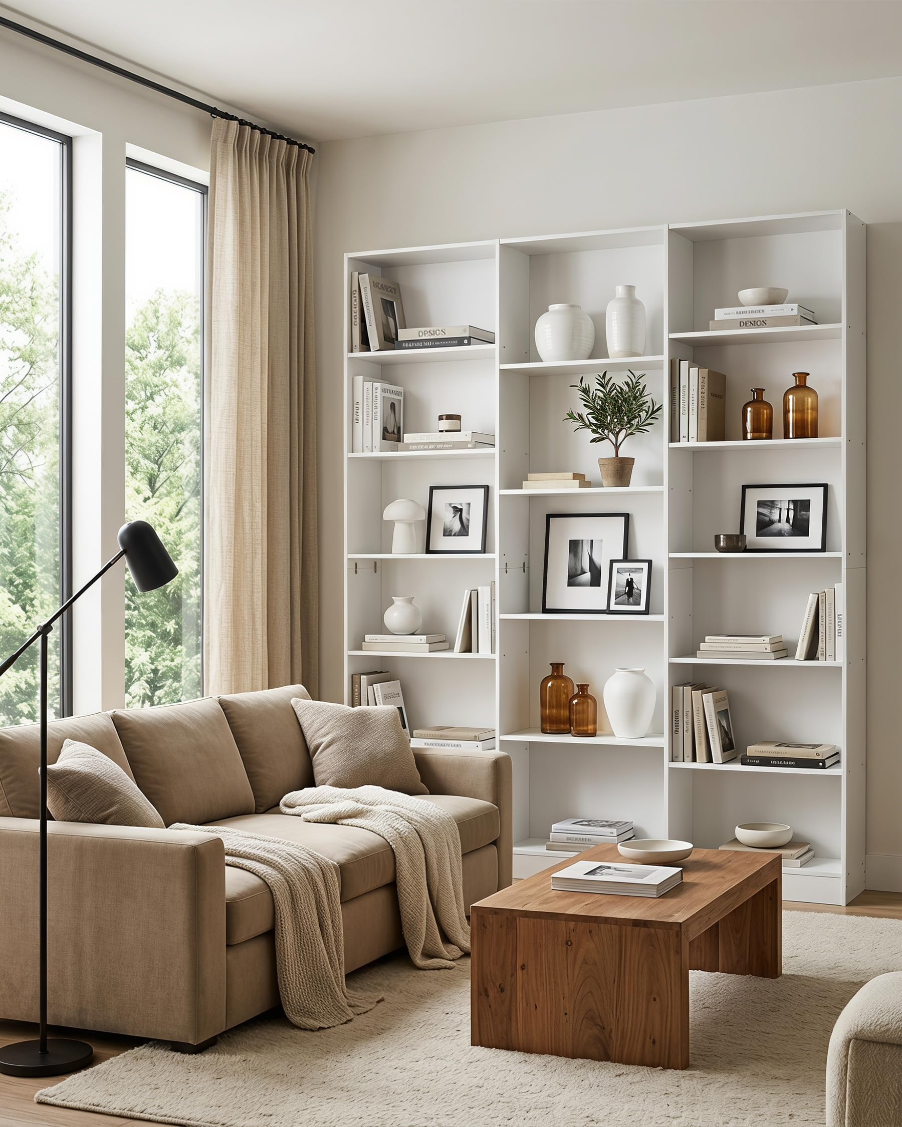 hitsuki Estantería Libros Blanca con 17 Compartimentos Librero Alto Estante para Libros Estantería Modular Mueble Organizador para Salón