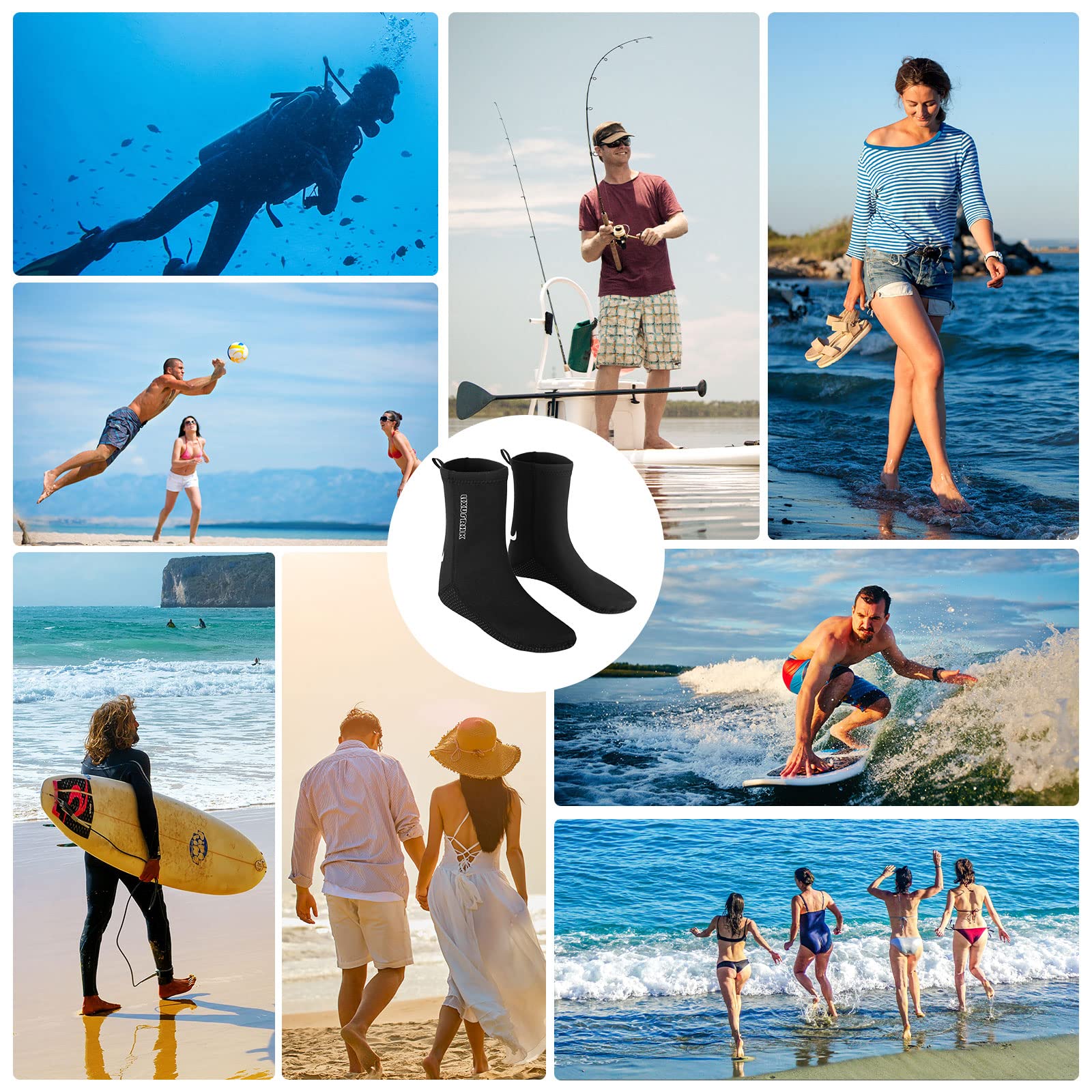 Calcetines de neopreno de 2 mm para buceo a prueba de arena, calcetines de voleibol de playa para deportes acuáticos al aire libre, calcetines de playa/SMLXL2XL