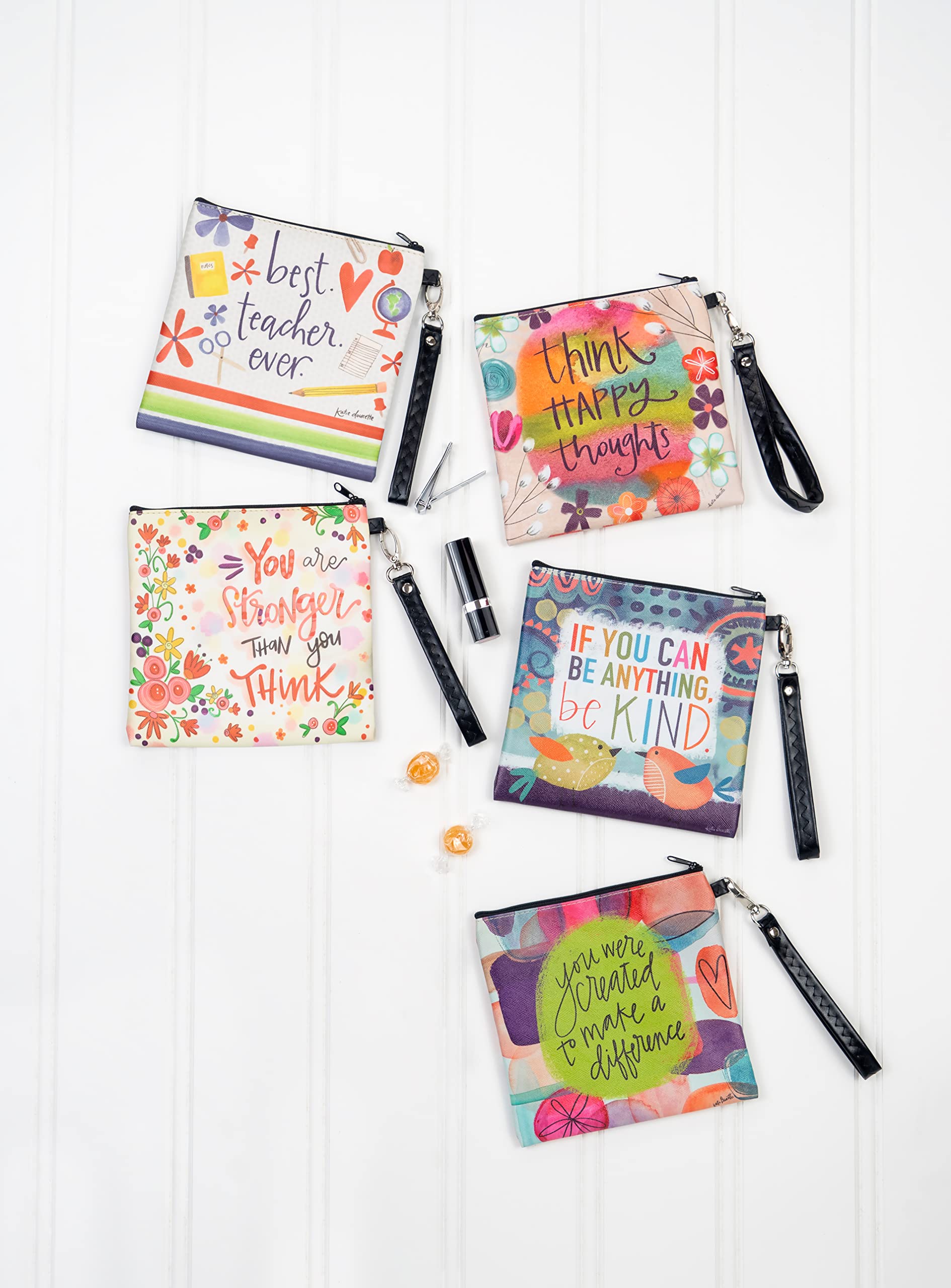 Shannon Road Gifts Women's Square Canvas Zippered Bag with Wrist Strap, Be Kind, 7 x 7-Inches