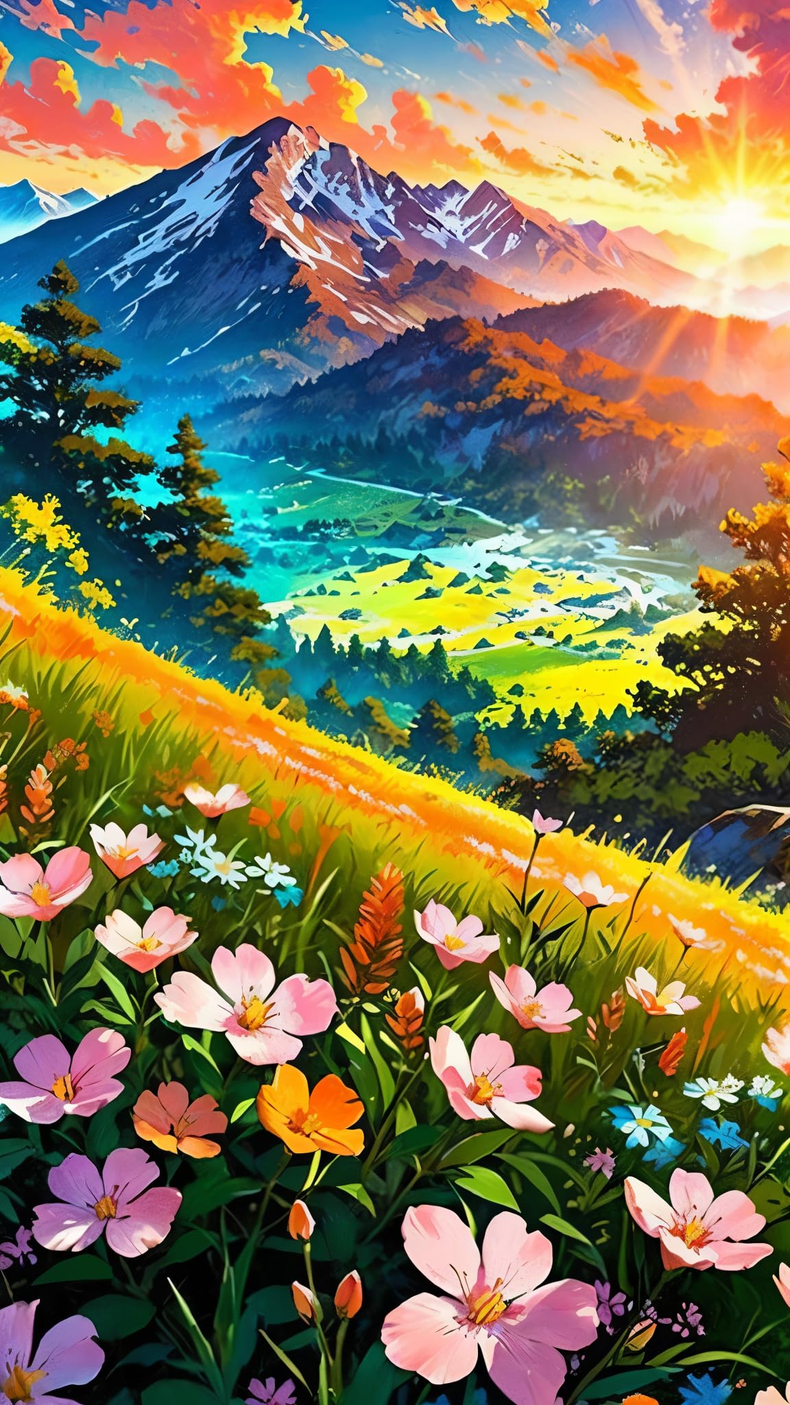 ARTGOTO Mountain Meadow Diamond Painting Kit for Adults 15.7 x 27.5 Inch
