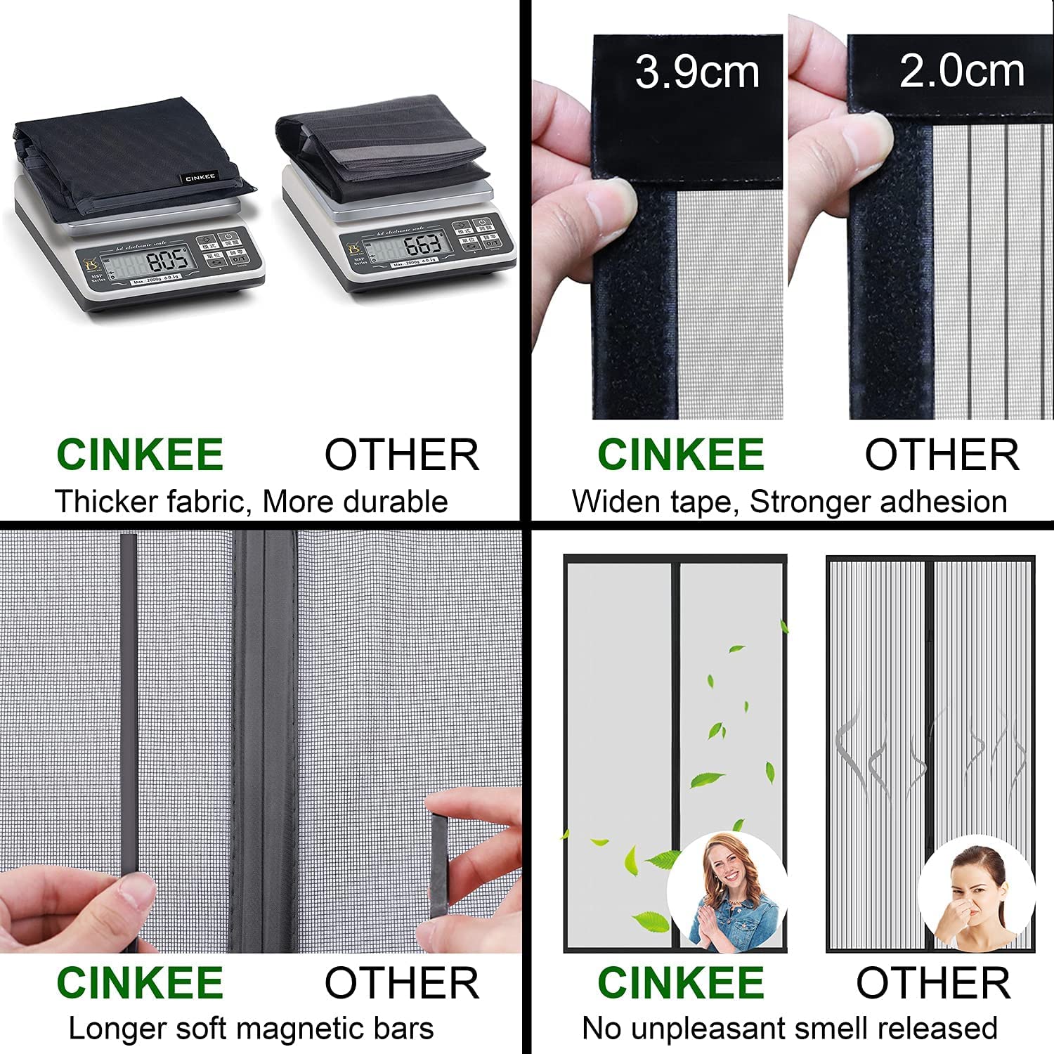 Cinkee ADDENSATO Zanzariera Magnetica per Porta 150x260CM, Rete Fine Zanzariera Magnetica Porta, Tenda Zanzariera Porta con Totalmente Calamita, si Chiude da Sola per Balcone, (Nero)