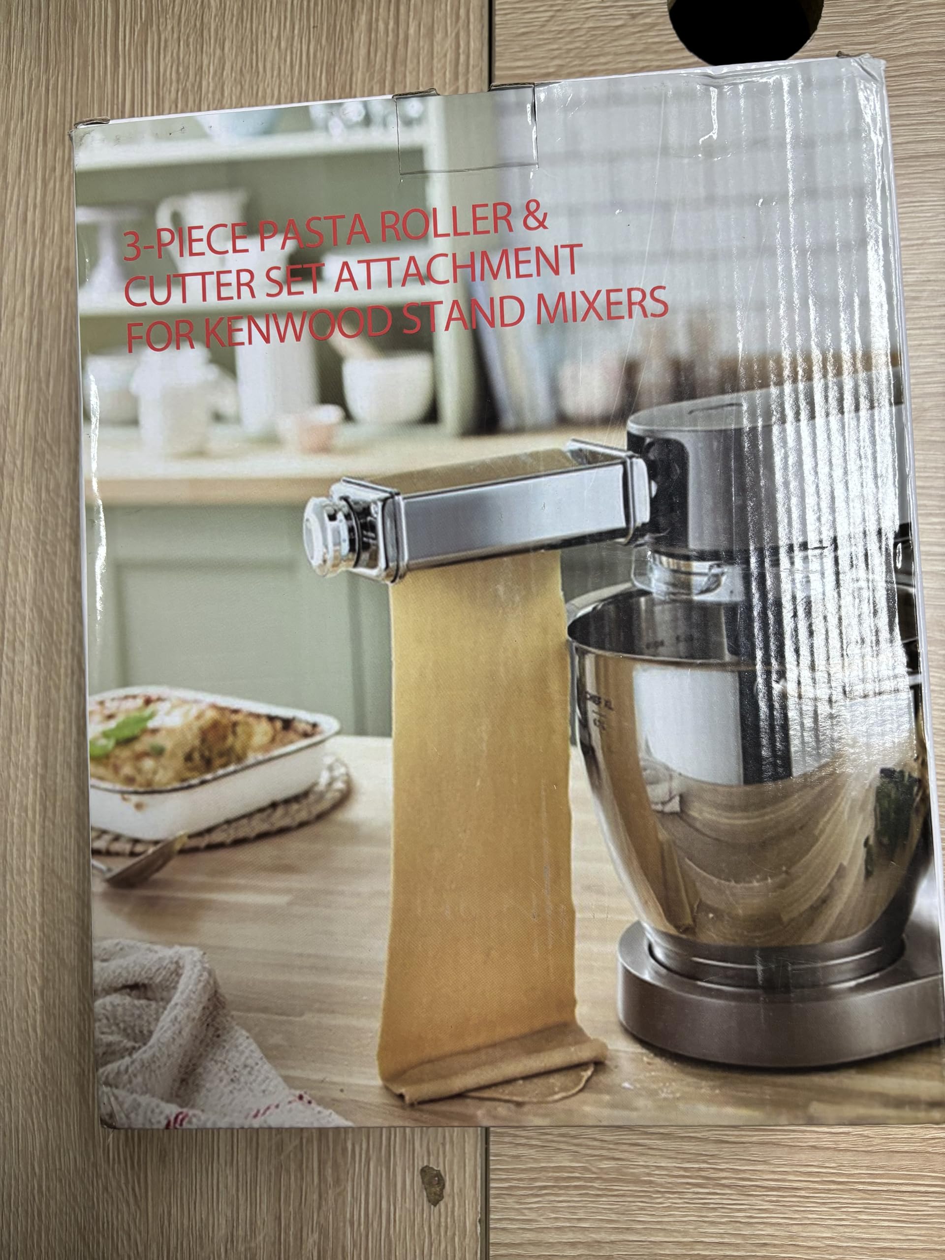 Nudelaufsatz für Kenwood Standmixer, inklusive Nudelblattwalze Spaghettischneider und Fettuccinischneider Nudelmaschine mit 8 Drehknopf zur Einstellung, für Kenwood Pasta Maker Zubehör