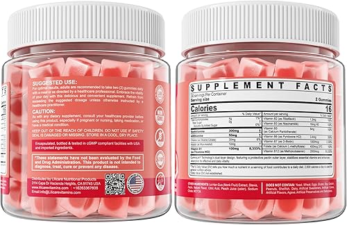 Miniatura 8 de Gomitas de complejo de vitamina B1 y vitamina B metilada, todas las vitaminas B, benfotiamina, tiamina e inositol, multivitaminas B1 B2 B6