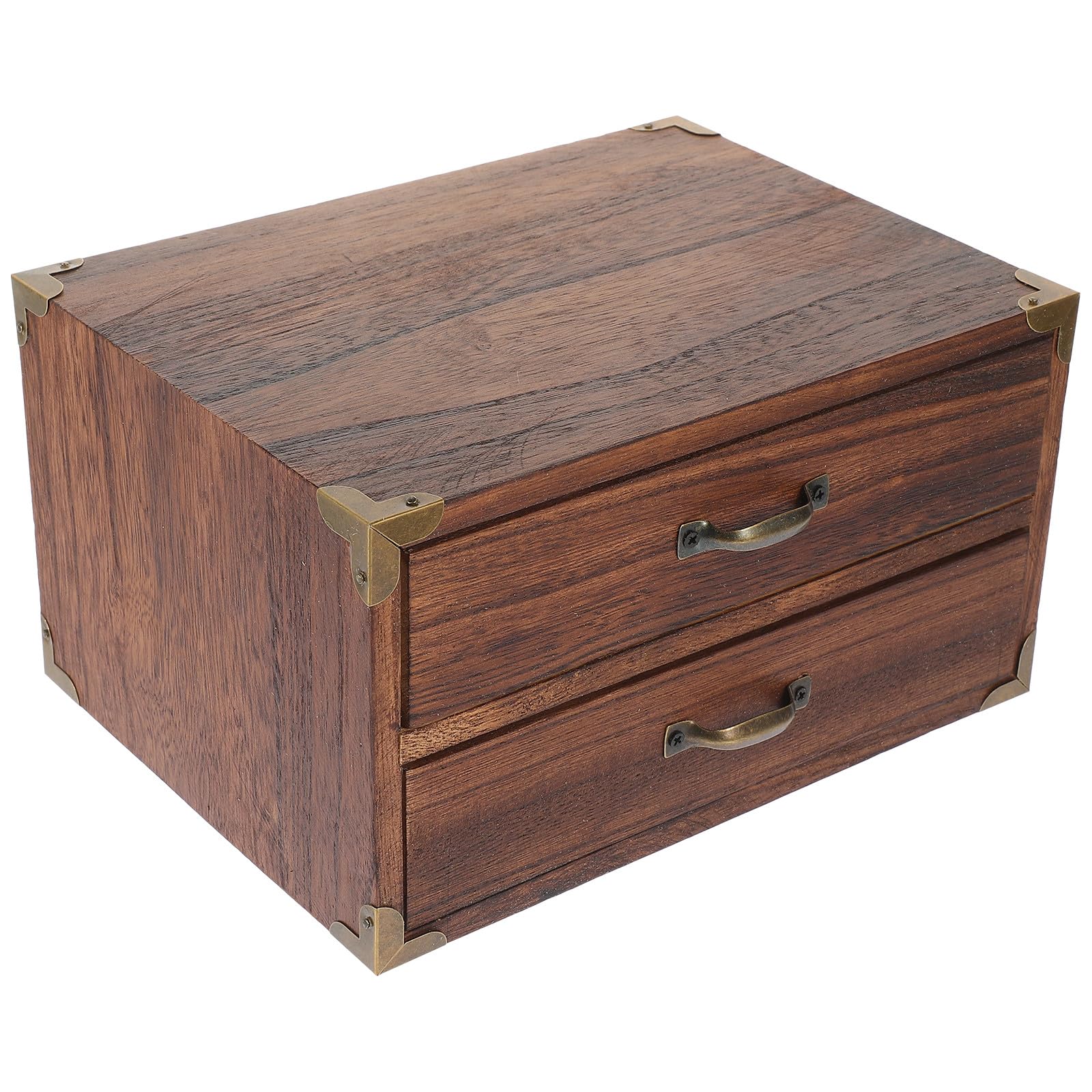 Cajón de Almacenamiento de Madera Vintage para Escritorio Diseño de Dos Cajones y Amplio Espacio Adecuado para Aulas y Dormitorios