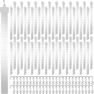 Tigeen 50pcs 12 Station Retail Hanging Merchandise Strips with S Hooks 21.3 Inch Plastic Display Strips with Removable Header Merchandise Display for Grocery Retail Store