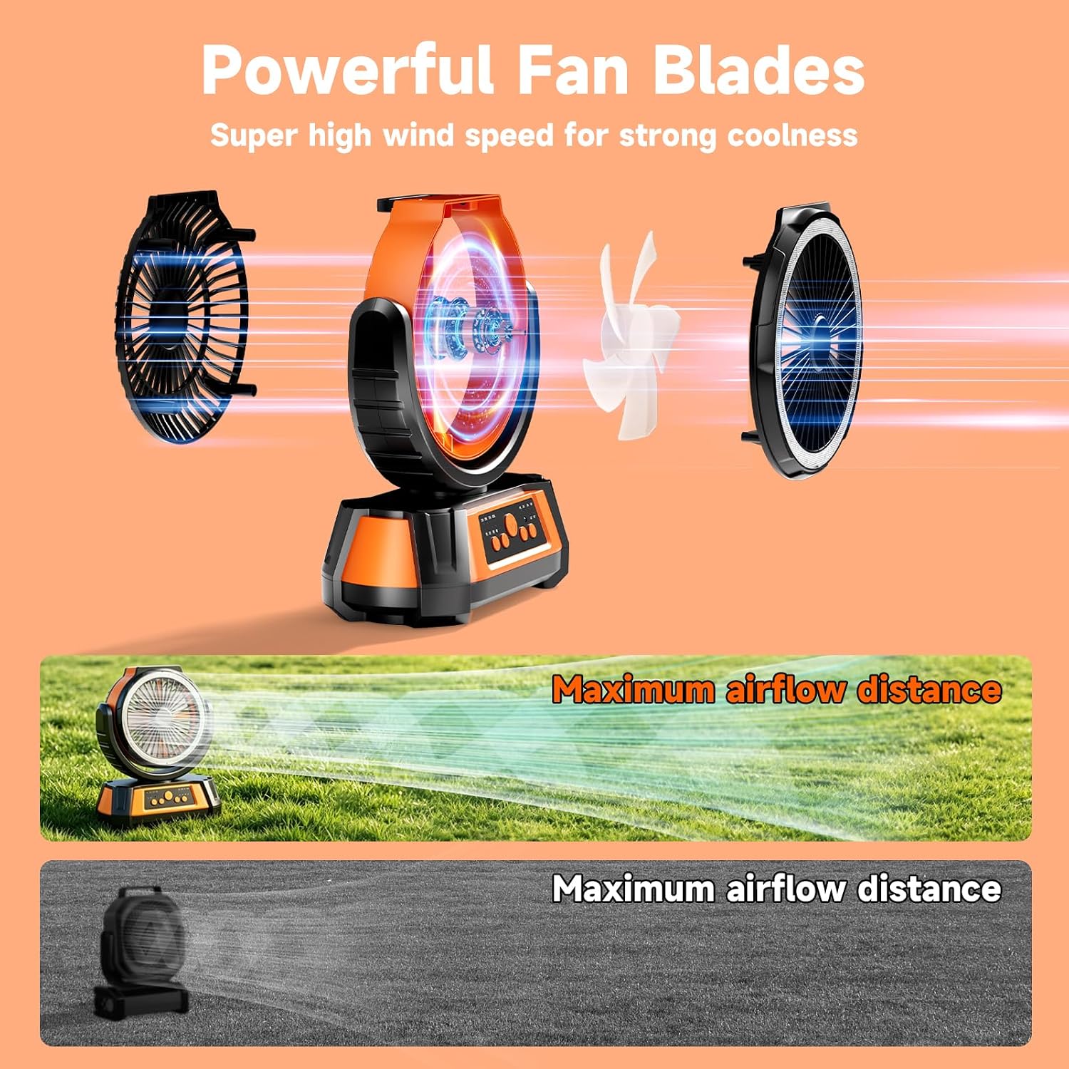 Tent Fans for Camping Hanging Fan Rechargeable with Light, 20000mAh Battery Operated Fan Portable, 90° Oscillation Fan& 120° Tilt, Timer, Remote Control,55h Runtime for Beach Caravan Outdoor