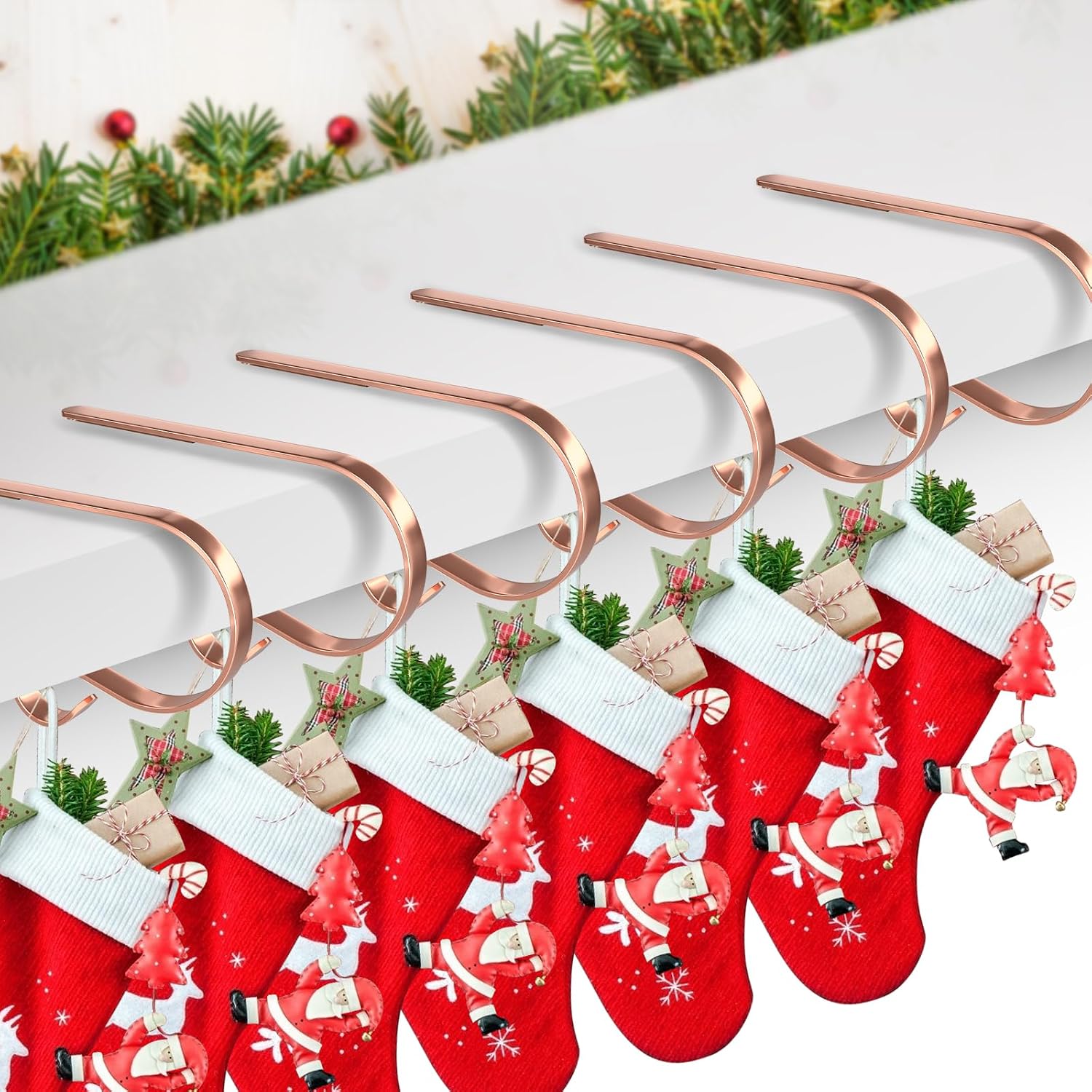 8 Pack Christmas Stocking Holders Mantel Stocking Hanger Holder Christmas Decoration Supplies image 2