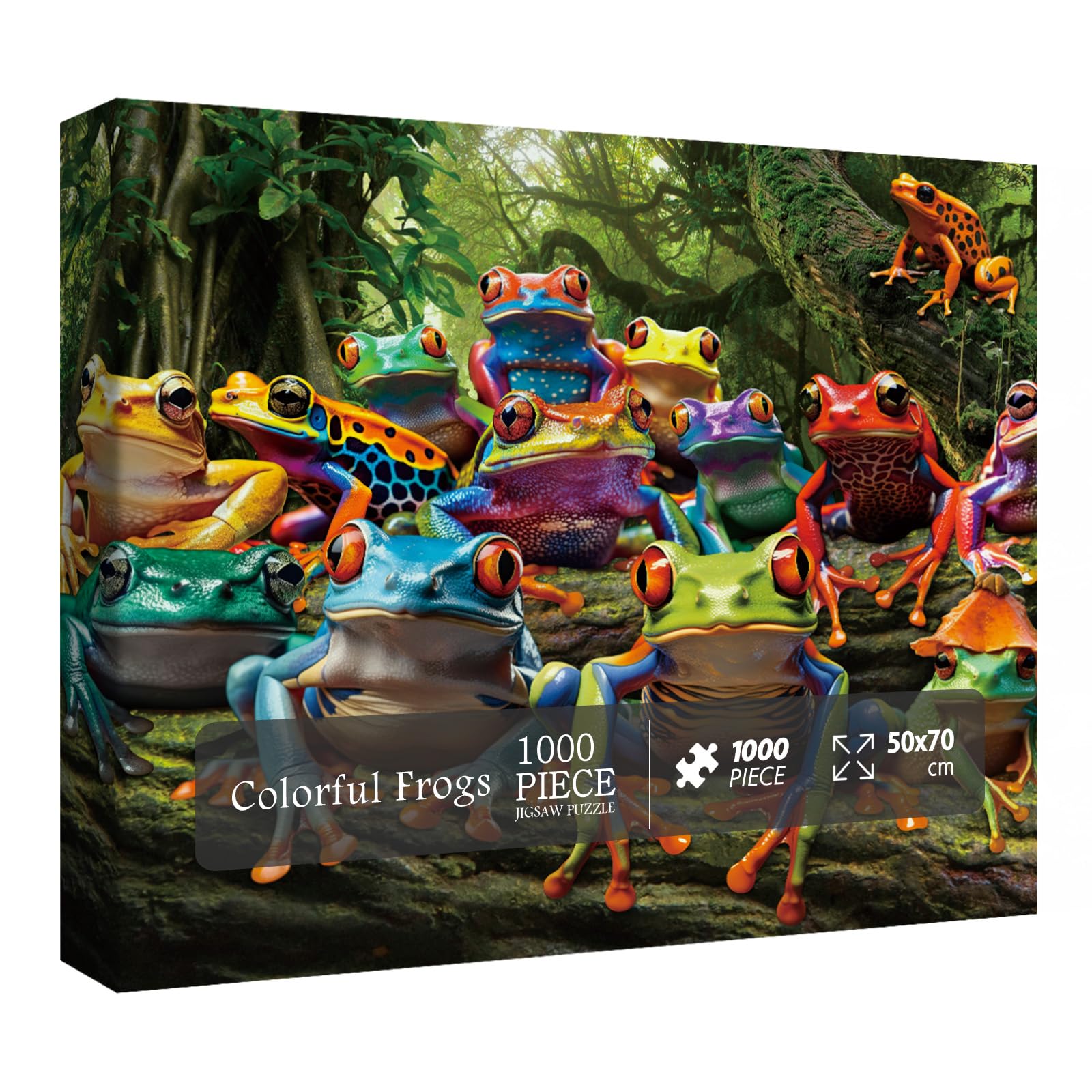 Colorful Frog Puzzle 1000 Piece for Adults, Rainbow Frogs Jigsaw Puzzle Nature, Forest Animal Scenic Puzzles