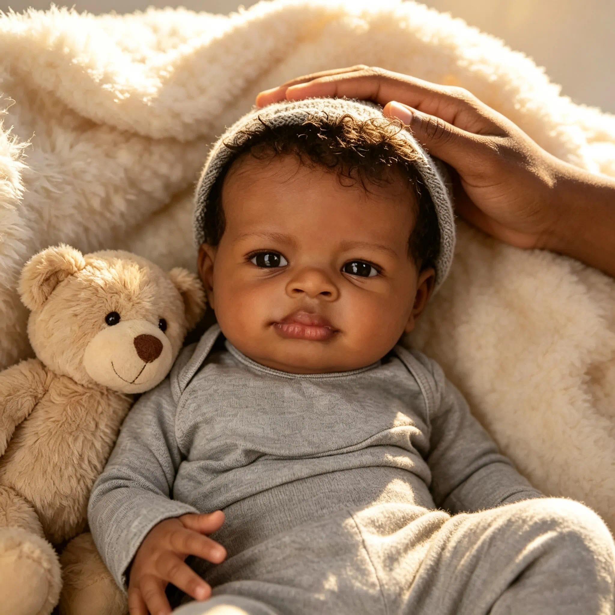Zero pam Reborn Baby Puppe Schwarze, 50CM Reborn Baby Lebensecht Jungen, Realistische Babypuppen Weichen Körper Anatomisch Korrekt, Reborns Babypuppen Wie Echt Babies Für Kinder 3+