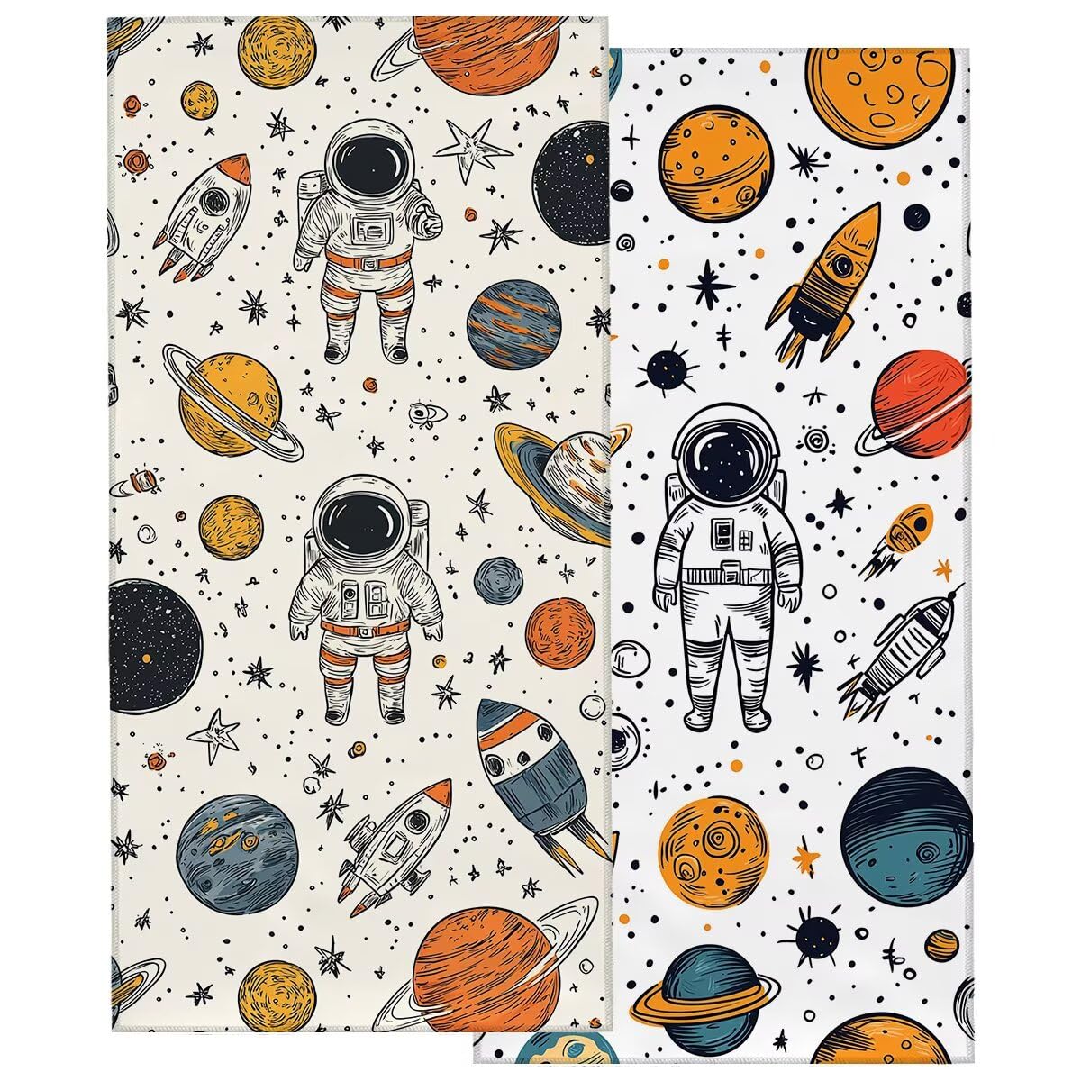 Ręcznik plażowy z mikrofibry, duży ręcznik kąpielowy 90 x 200 cm, zestaw 2 szt. szybkoschnących prześcieradeł kąpielowych astronauty, antypiaskowe ręczniki plażowe z mikrofibry do podróży, prezent dla