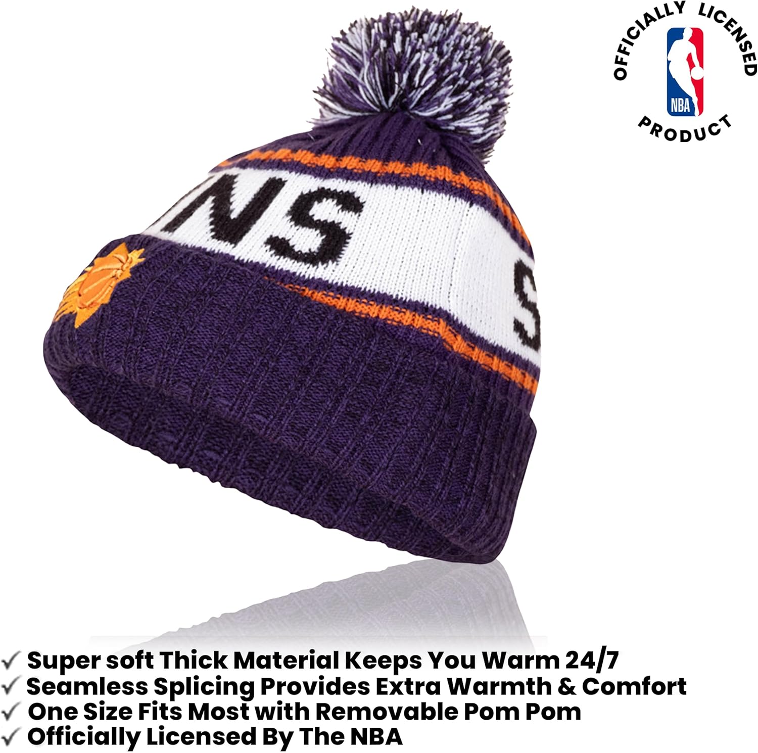Ultra Game Youth NBA Official Super Soft Winter Beanie Knit Hat with Extra Warm Touch Screen Gloves - Image 2