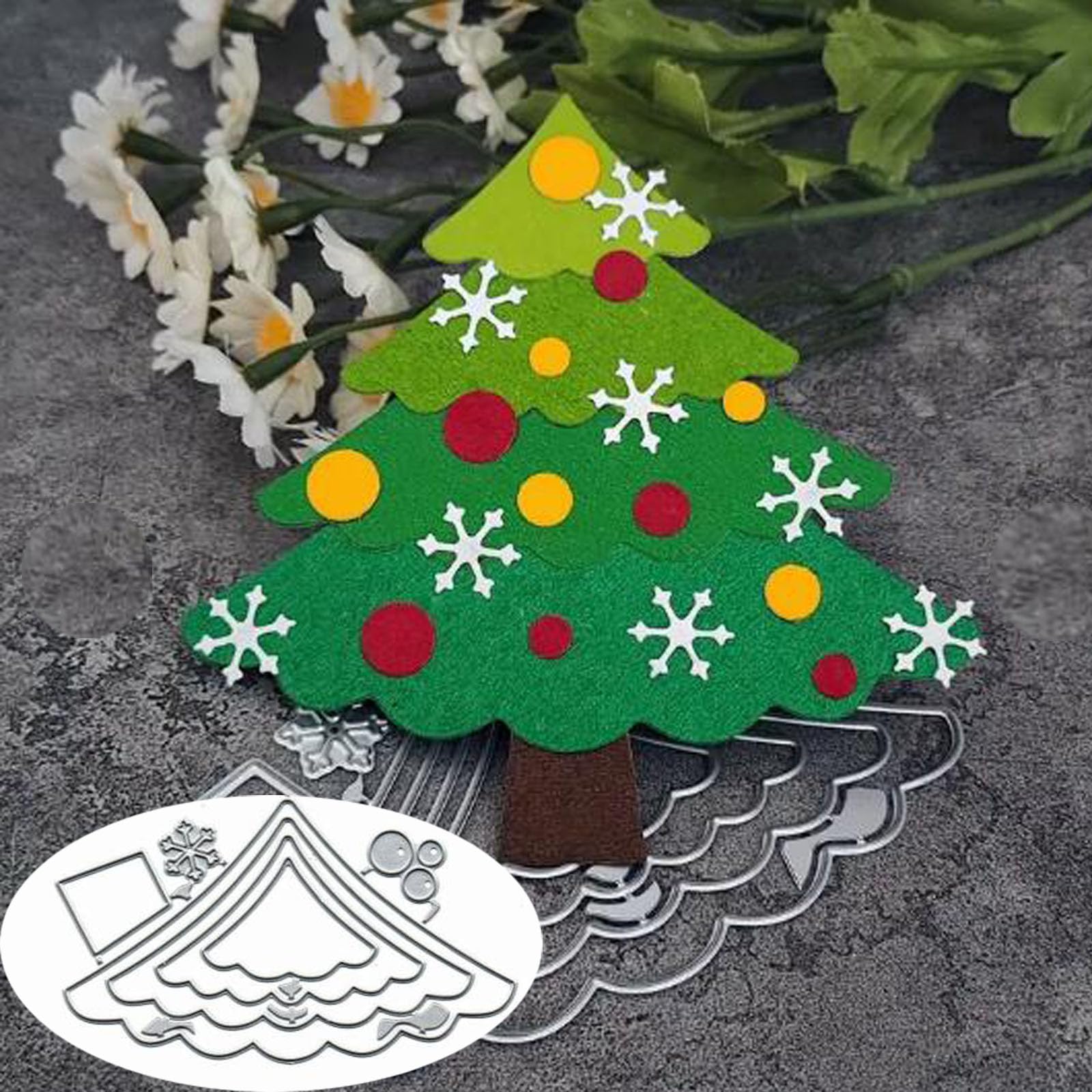 Christmas Tree Greeting Metal Die Cuts for Card Making,Christmas Snowflake Tree Card Cutting Dies Cut Stencils DIY Scrapbooking Album Decorative Embossing Paper Card Embossing Craft