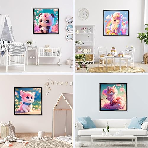 Miniatura 3 de ijbnhd Paquete de 4 kits de arte de diamantes de animales para principiantes adultos, lindos kits de pintura de diamantes de animales para adultos,