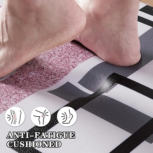 Miniatura 7 de FRAMICS Tapete de cocina de PVC de 3 piezas, acolchado antifatiga, antideslizante, impermeable, de espuma viscoelástica, tapete cómodo para