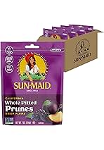 California Sun-Dried Whole Pitted Prunes - (4 Pack) 7 oz Resealable Bag - Dried Plums - Dried Fruit Snack for Lunches, Snacks, and Natural Sweeteners