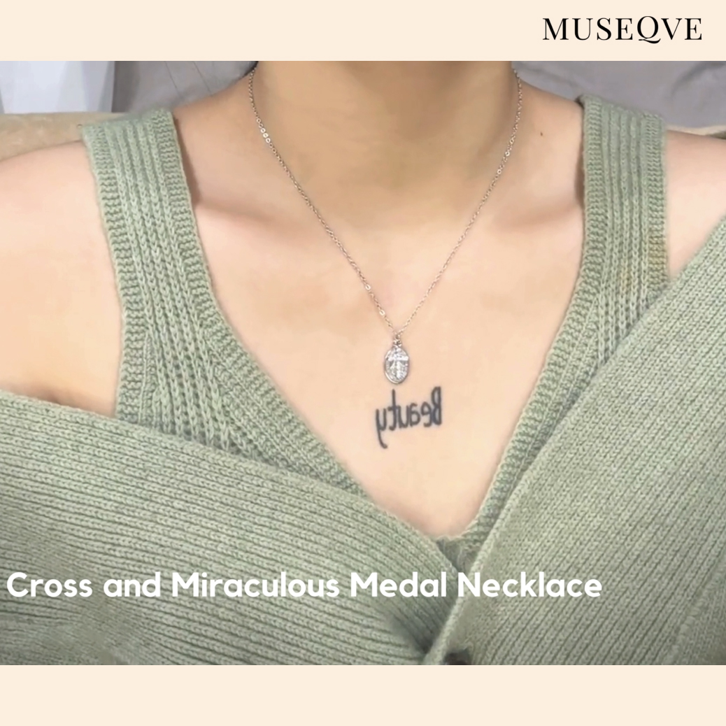 Amazon.com: MUSEQVE Cross and Miraculous Medal Necklace • Virgin