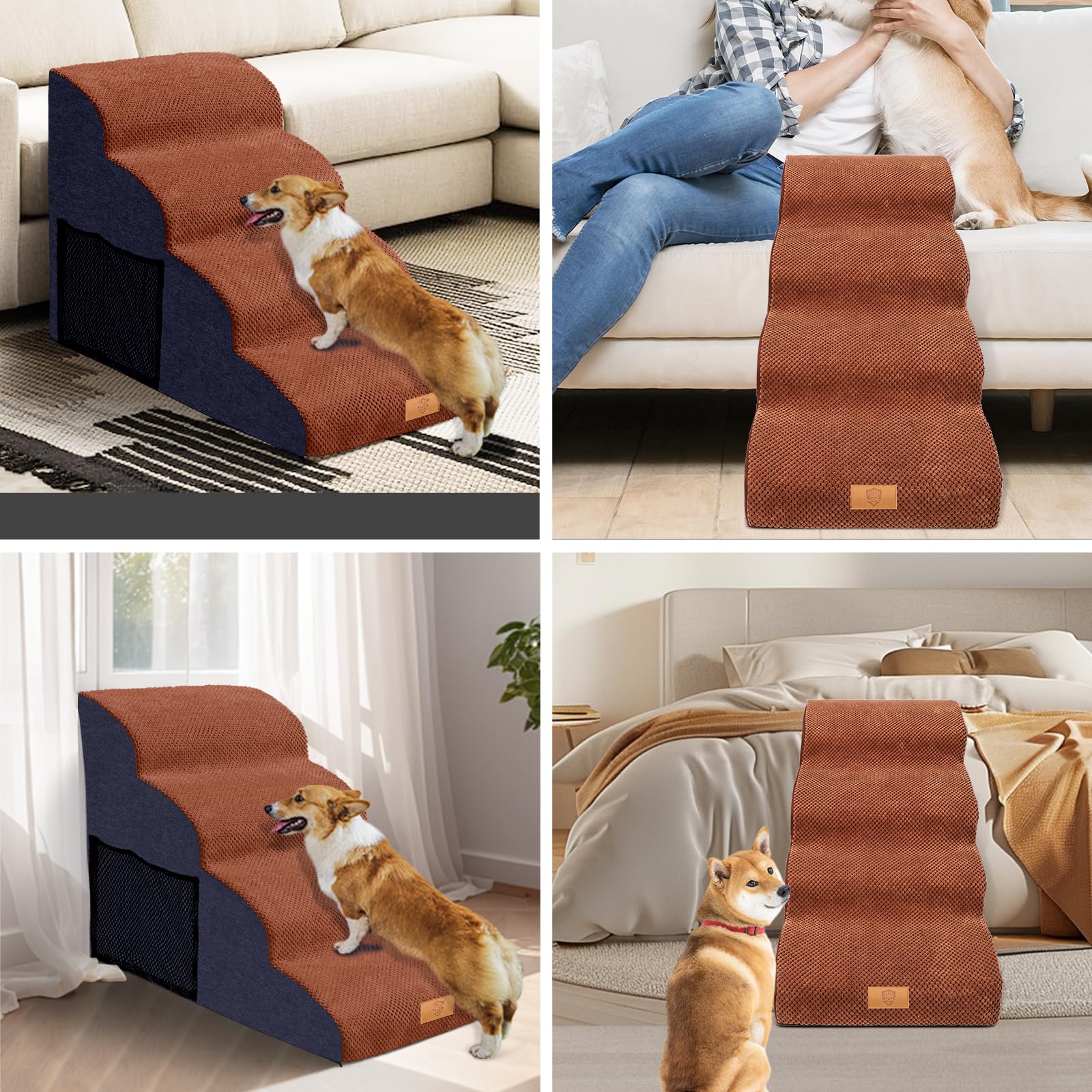 Pawhut Haustiertreppe 4-stufig Abnehmbarer Bezug Ab Produktbild-Vorschau 3
