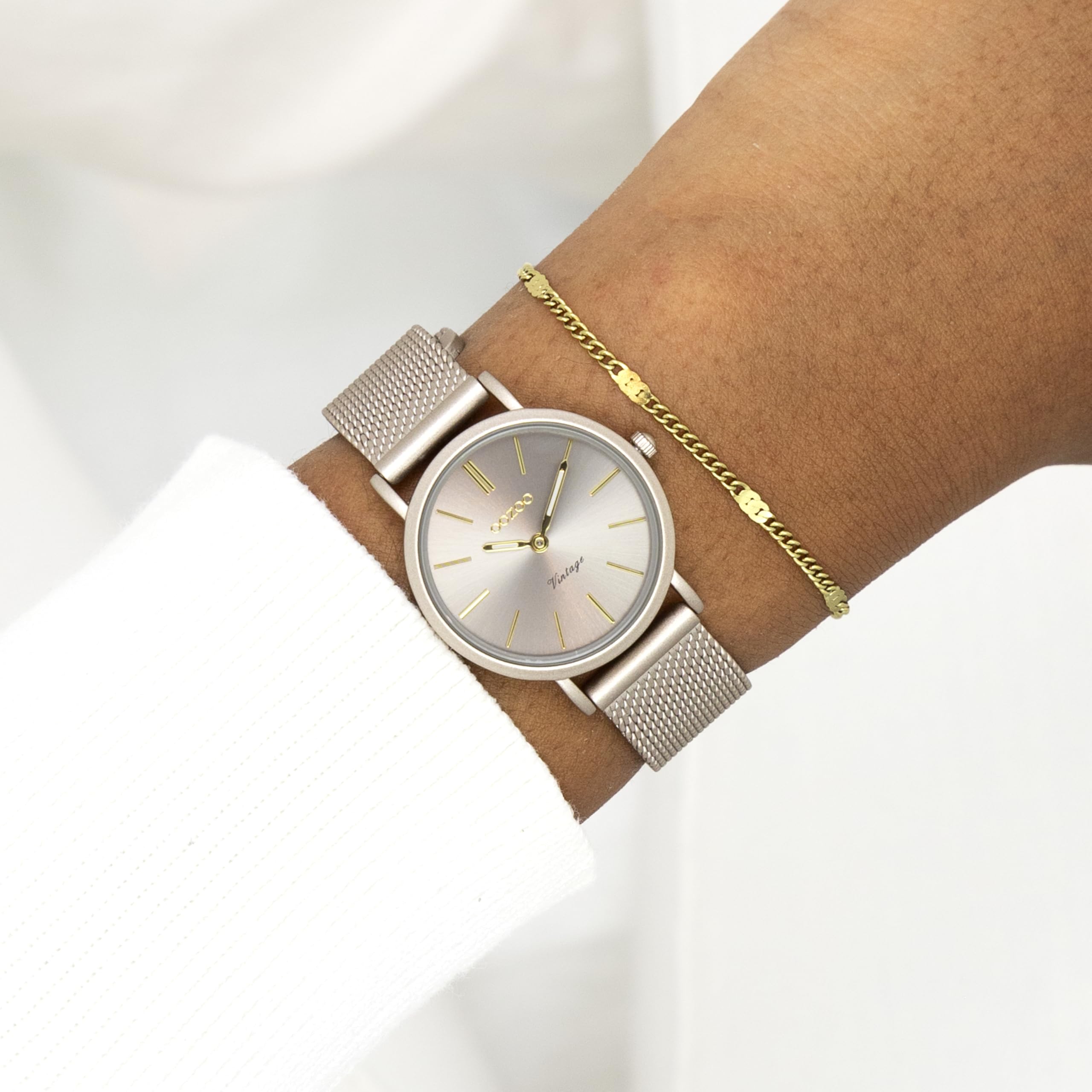 Oozoo Orologio vintage da donna – Orologio da polso da donna con cinturino in rete 14 mm – analogico da donna rotondo