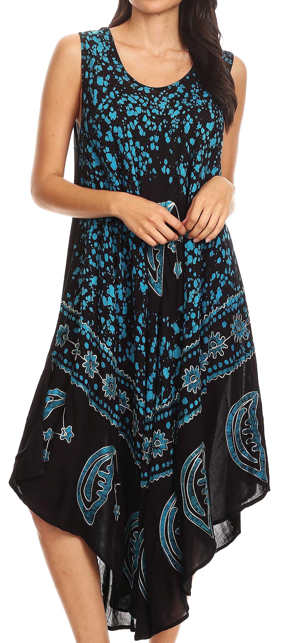 Sakkas Batik Mond und Sterne Kaftan Trägerkleid/Deckel
