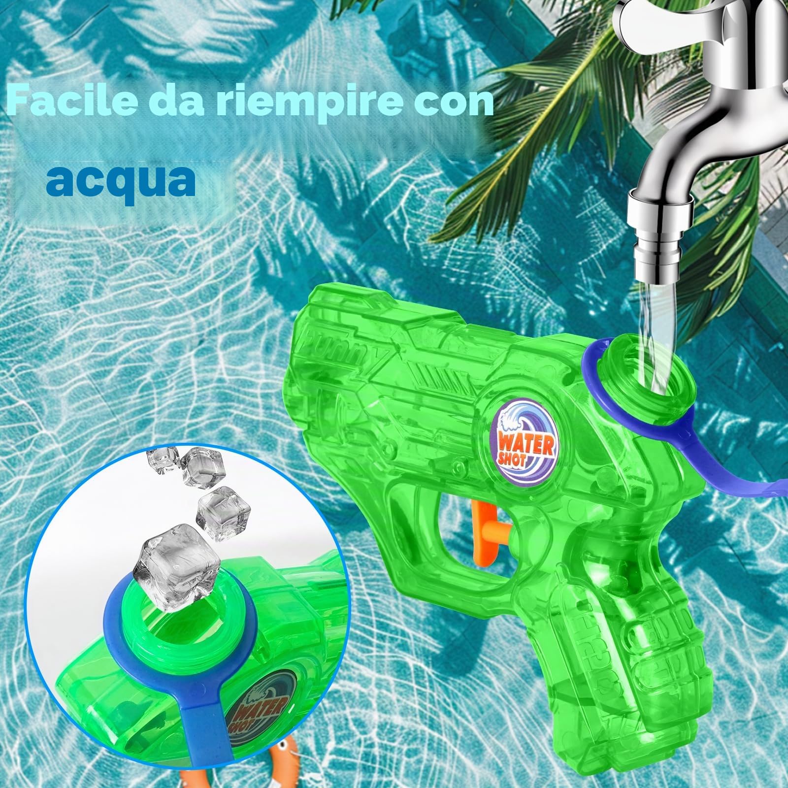 Pistola ad Acqua, 8 Pezzi Mini Pistole ad Acqua per Bambini | Pistole piccole ad Acqua per Adatto Giochi D'acqua Estivi Spiaggia Piscina Giardino, Feste di Compleanno