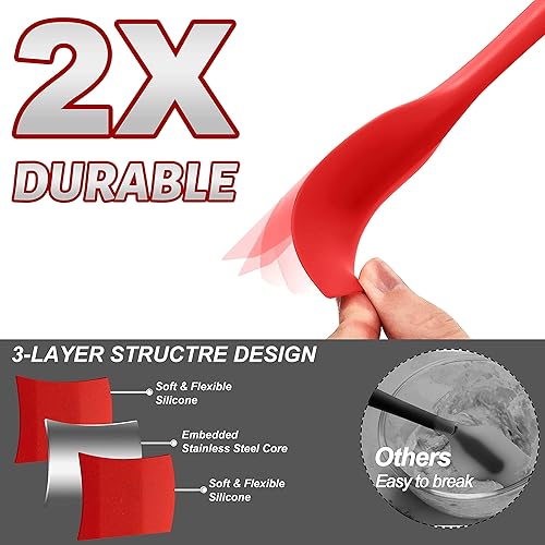 Miniatura 4 de Anaeat Juego de 5 espátulas de silicona  Diseño de una pieza sin costuras  Espátulas de goma antiadherentes sin BPA raspador de cocina flexible para