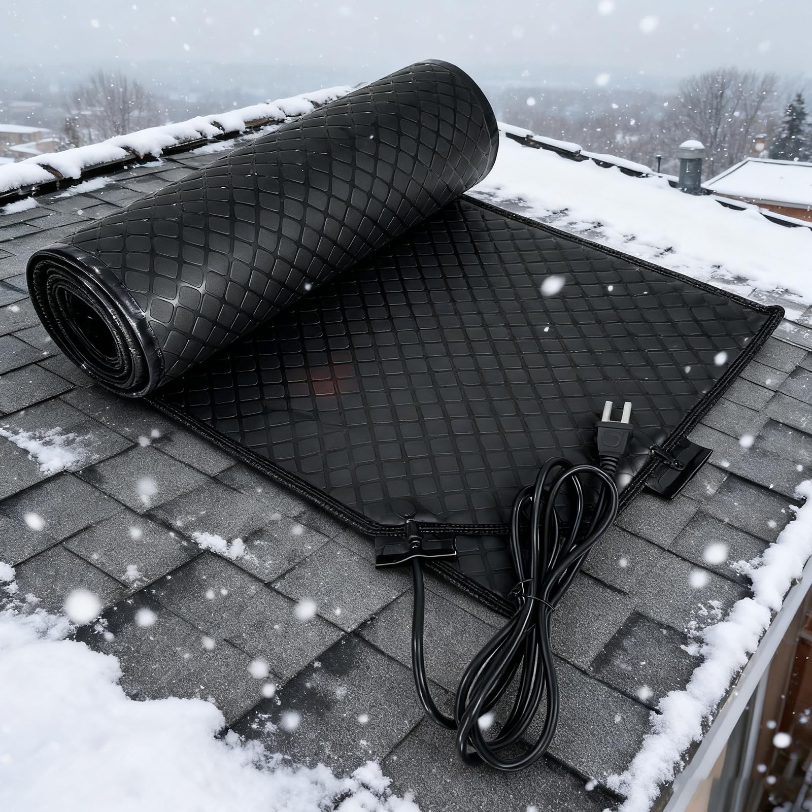 Tapis chauffants de dégivrage et de fonte de neige pour gouttières, tapis chauffants électriques avec cordon d'alimentation pour le déneigement hivernal, allées extérieures chauffantes antidérapantes