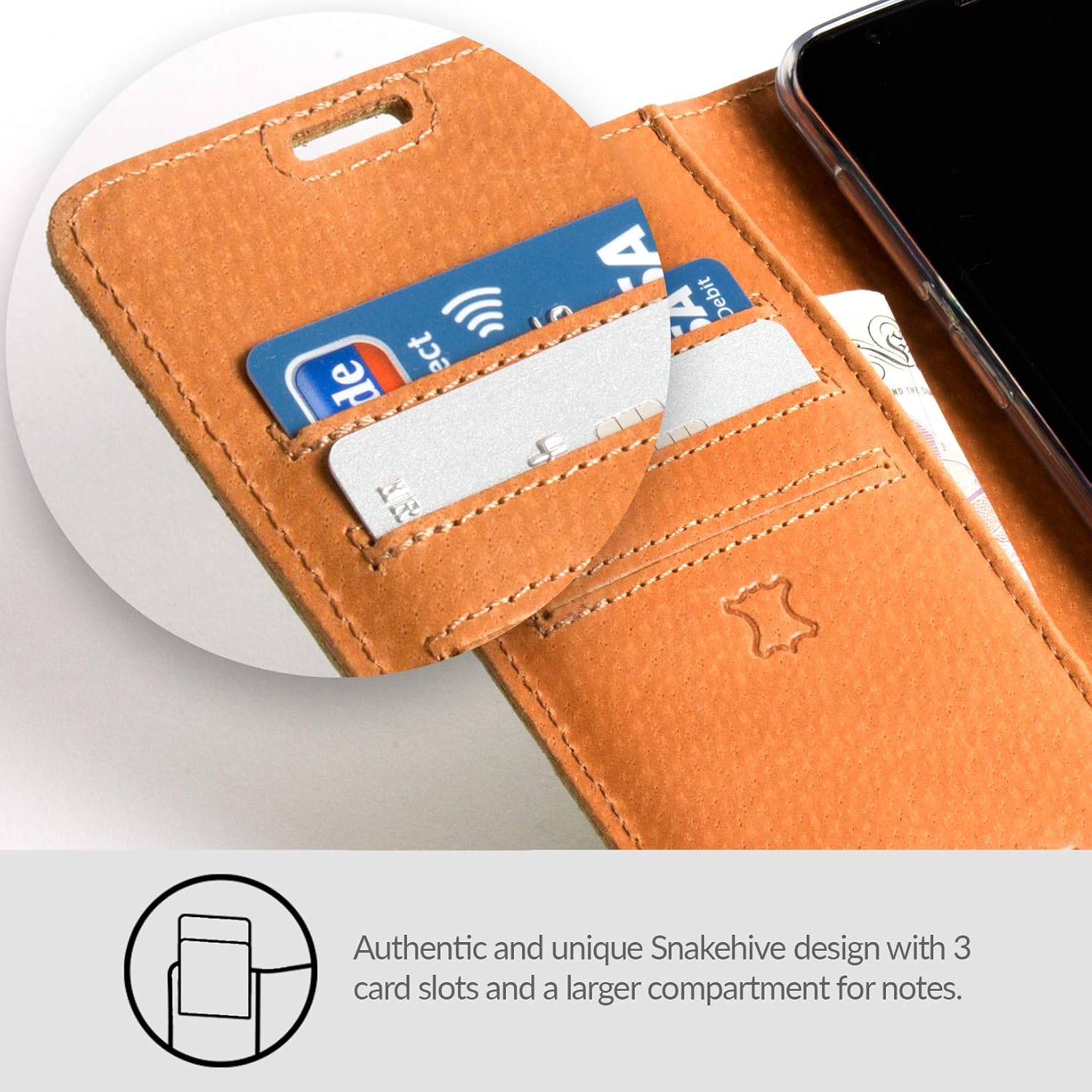 Creative Product Snakehive Vintage Wallet for Google Pixel 4 || Genuine Leather Wallet Phone Case || Real Leather with Viewing Stand & 3 Card Holder || Flip Folio Cover with Card Slot (Navy)