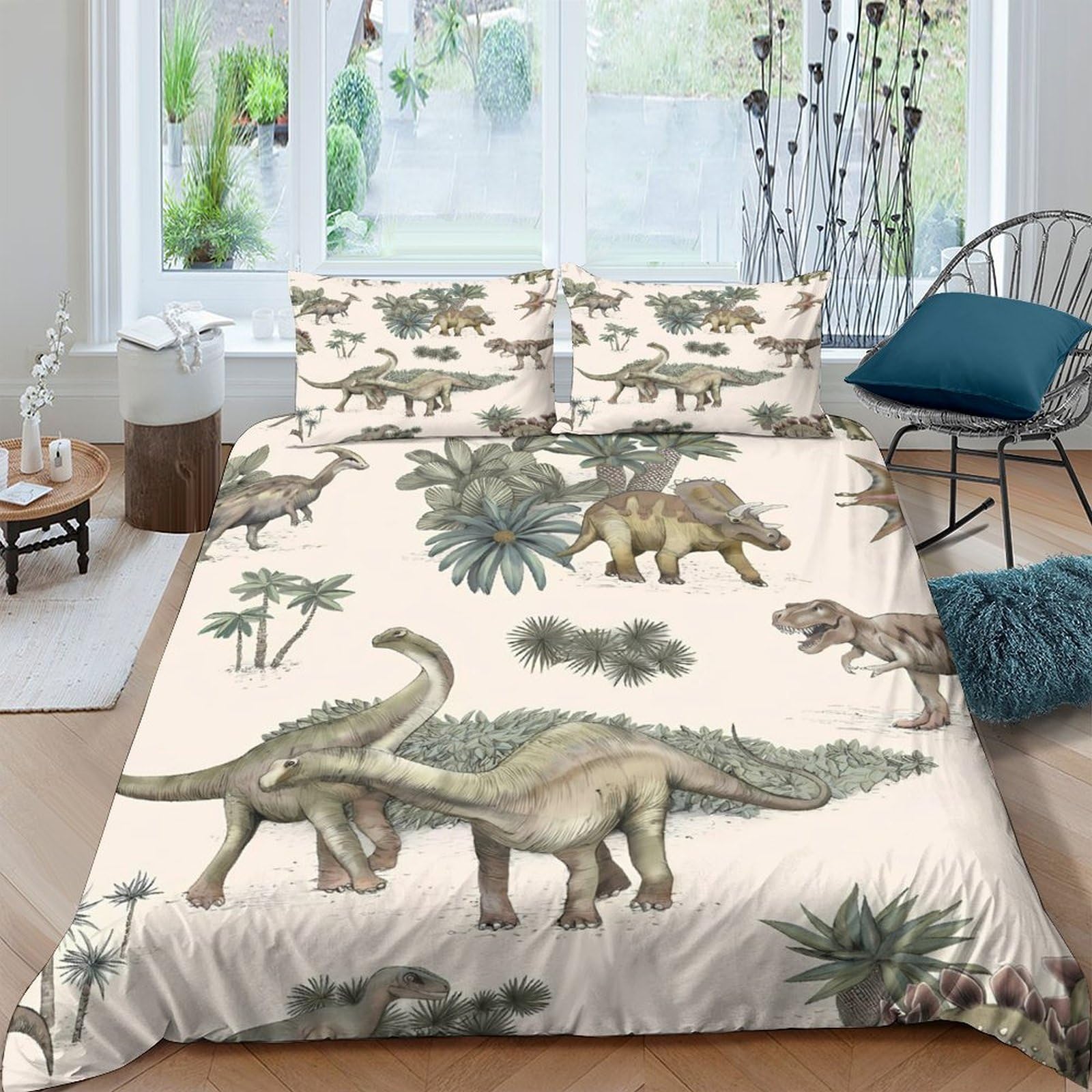 Ctjqhvkz Style-5 3D Printed Dinosaur Jungle Fitted Sheet Microfiber Soft Machine Washable Forest Animals Mattress Cover Bedroom Decor Single（135X200cm）