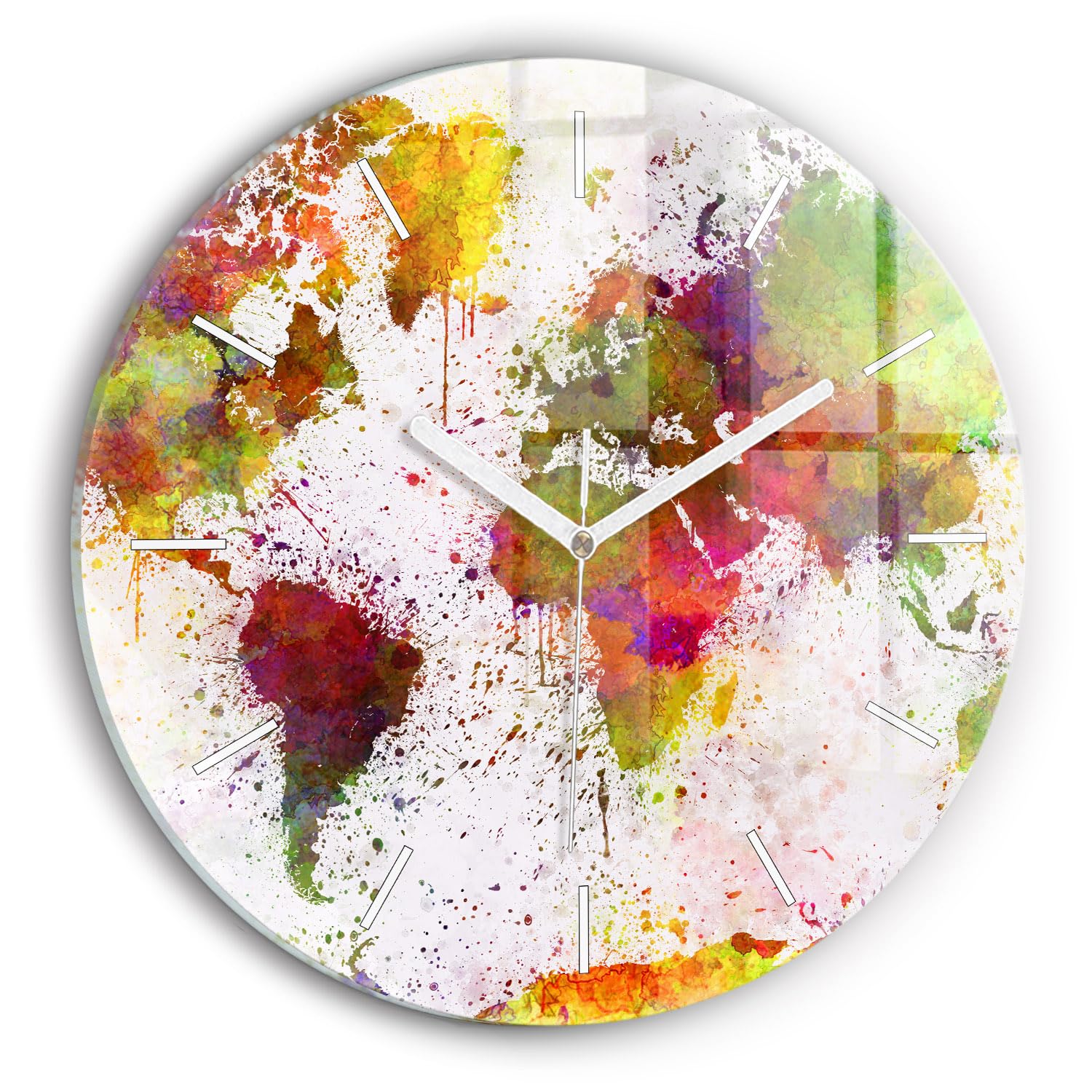 Horloge en verre 30 cm silencieuse Wallfluent horlogerie moderne carte du monde