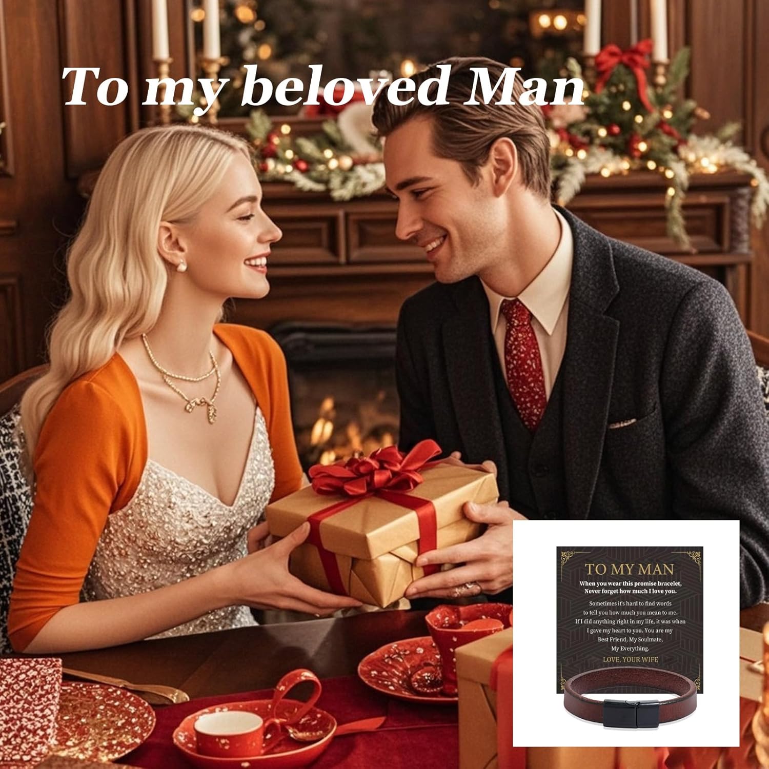 To My Man Bracelet Leather Bracelet Men Inspirational Bracelets Inspirational Birthday Gifts for Men Husband Boyfriend - Image 7