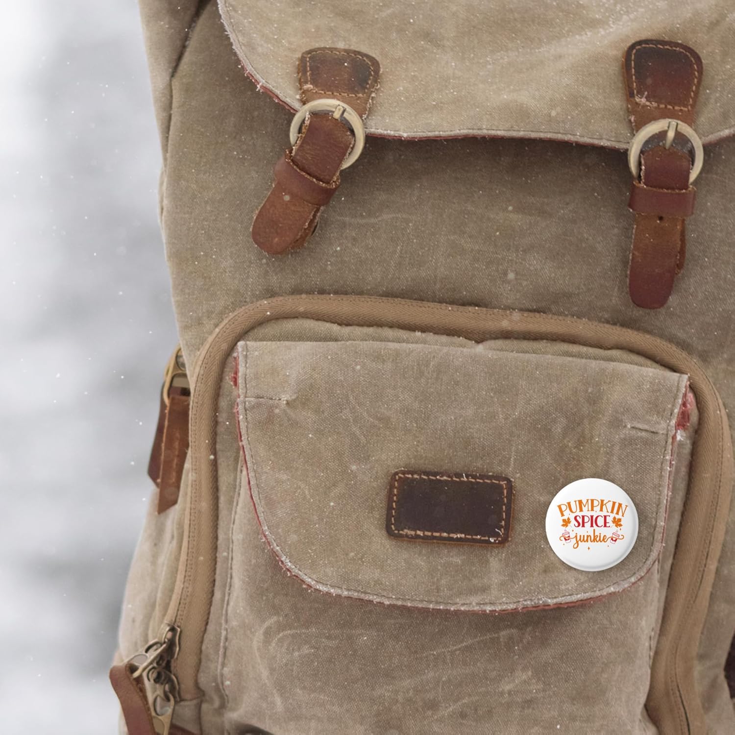 Pumpkin Spice Junkie Pin Button – Cute Fall Pin – Foodie, Coffee & Pumpkin Lover Gift – Autumn Seasonal Badge