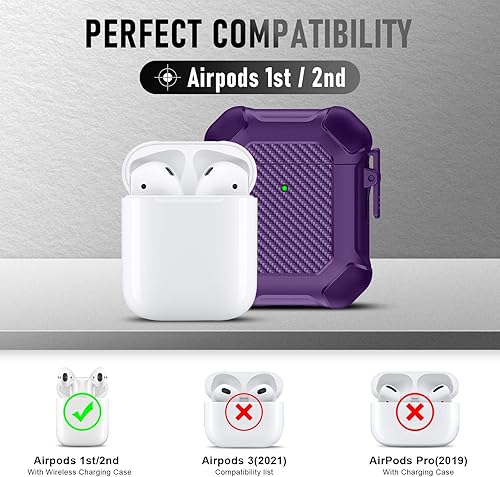 Vista 43 de Maxjoy Funda para AirPods Pro, clip de bloqueo seguro de fibra de carbono, cuerpo completo, a prueba de golpes, carcasa rígida con llavero