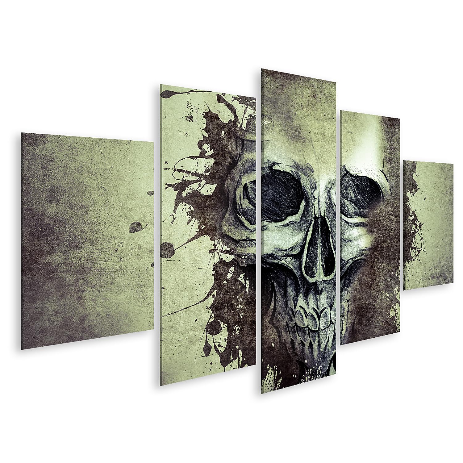 islandburner Bild auf Leinwand Dramatischer Totenkopf Kunstdruck Wohnzimmer Für Kunstliebhaber - 5-teilig