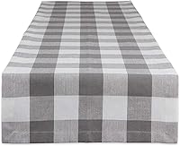 Vista 12 de DII Buffalo Check Collection, camino de mesa clásico de granja, 14 x 108 pulgadas, rosa y blanco