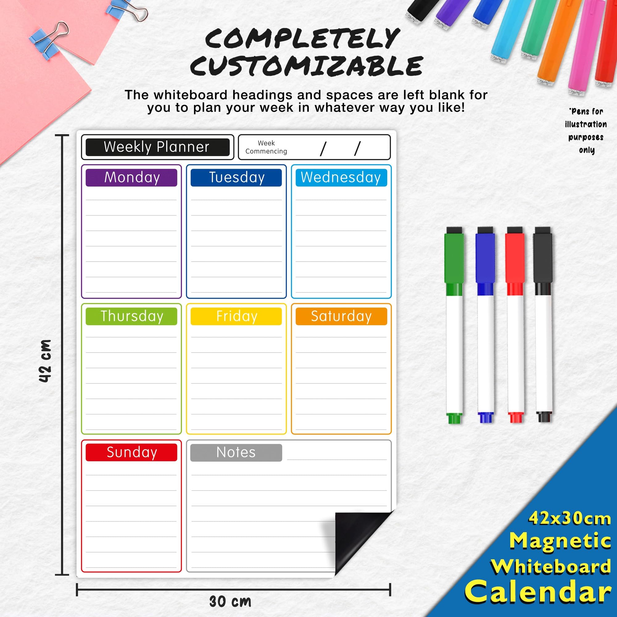 Magnetic Whiteboard for Fridge: Multi-Functional Portrait Weekly Planner, Meal Planner, and Calendar - Image 3