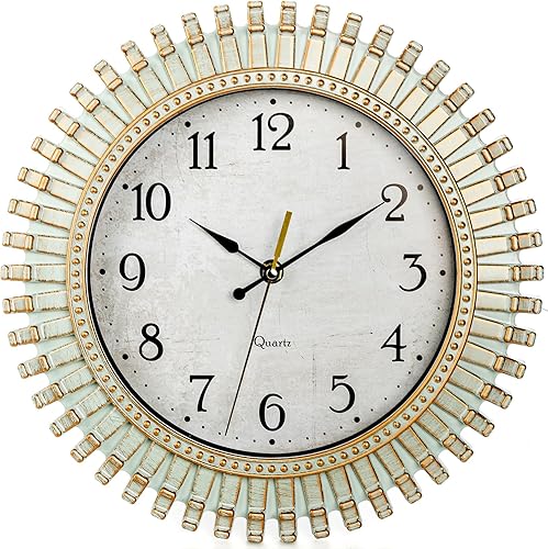 Reloj de pared retro, reloj silencioso sin tictac de 12 pulgadas, reloj de cuarzo con pilas acuáticas, relojes vintage redondos de plástico para